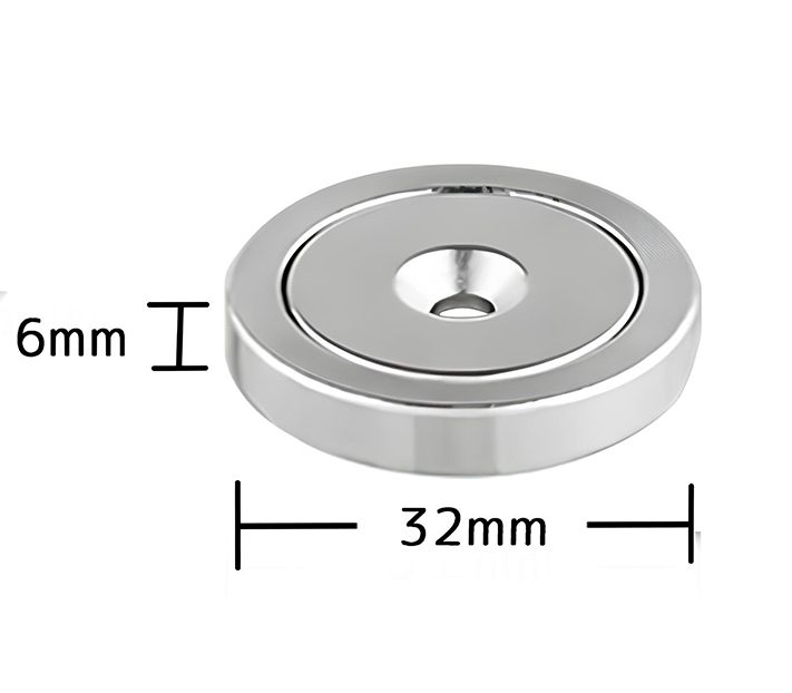 1.26 x 0.24 inch Flat Base Neodymium Magnet Mounting Cup with 110 lbs Screw Included